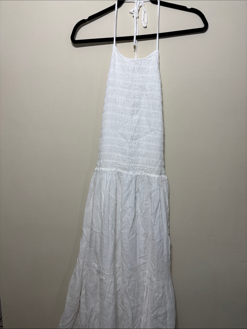 Victoria's Secret White Halter Smocked Maxi Dress/Cover Up